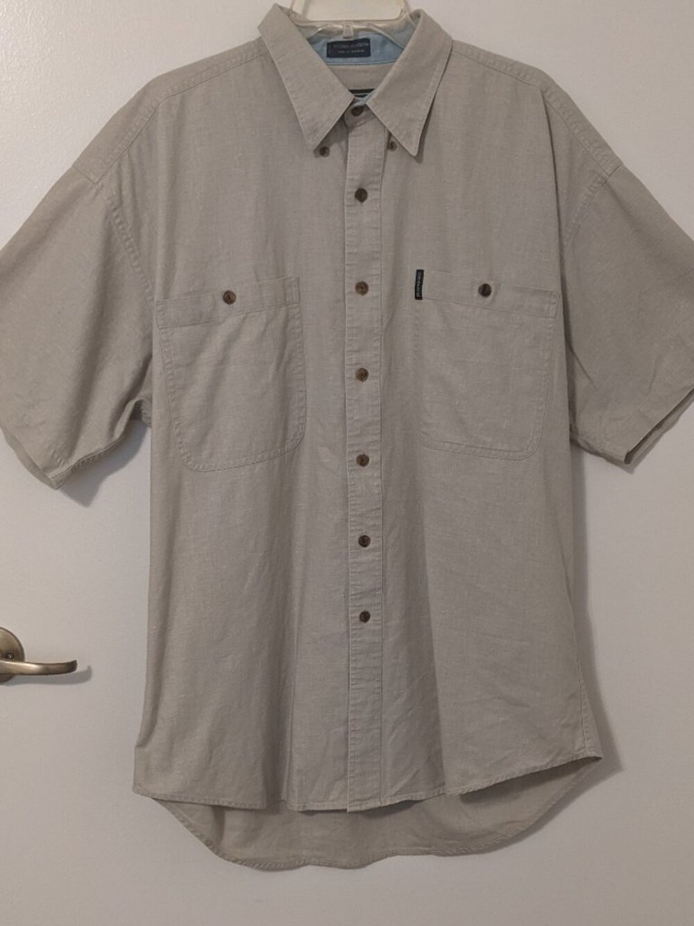 Vintage Men's Chaps Ralph Lauren Button Down L Beige Linen Quiet Luxury Classic